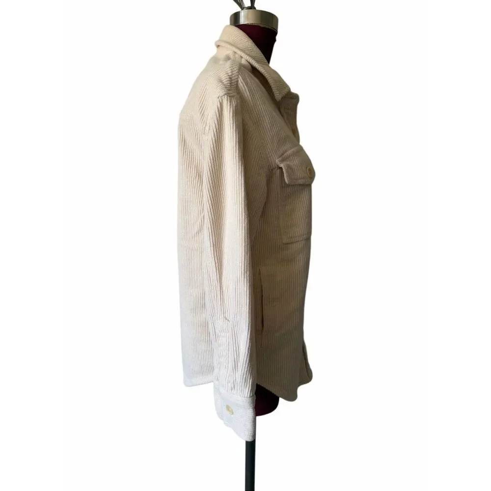 Reformation Jeans Corduroy Shacket Jacket Button‎ Front Almond Cream Small